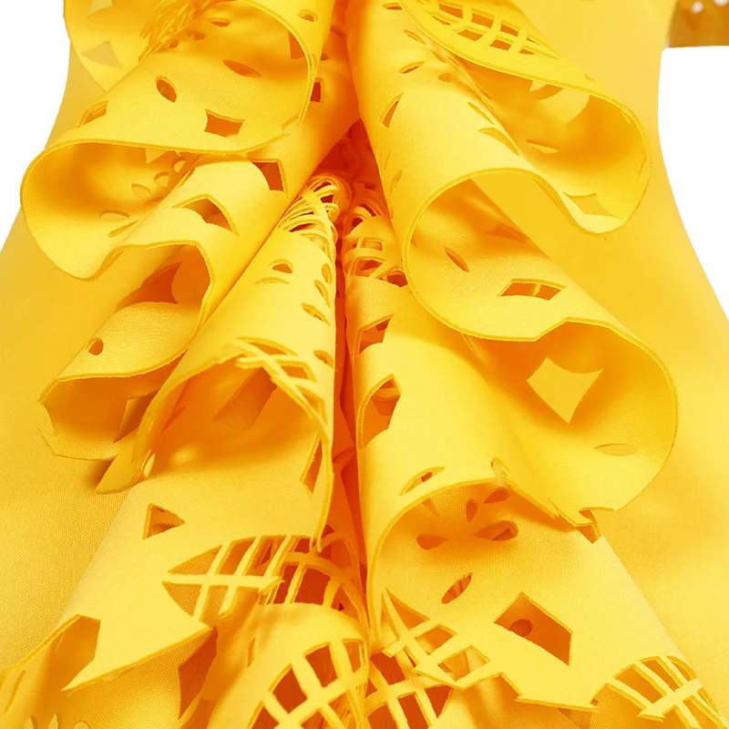 Luxury Party Wedding Long Dresses for Woman Off the Shoulder Ruffles Yellow Red Mermaid Floor Length Elegant Christmas Gowns New