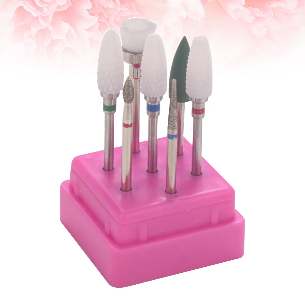 7pcs Nail Polishing Tools Set Durable Manicure Grinding Head Kit For Natural Artificial Nails Salon Diy Portable Case Included