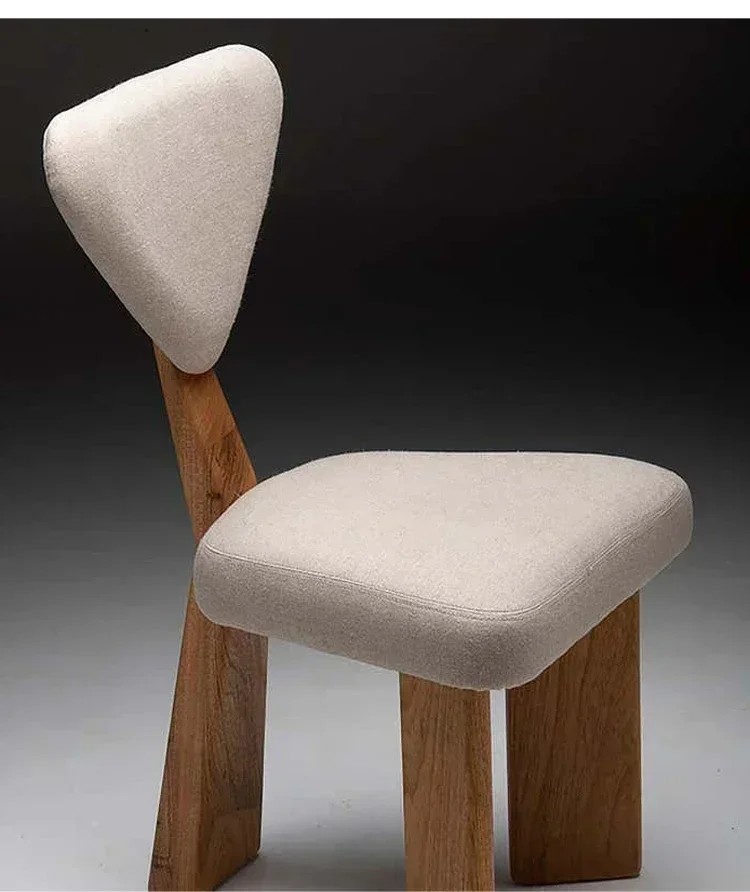 Dining Chair French-Style Mid-Ancient Triangle Dining Table and Chair Walnut Soft Bag Home Leisure Armchair