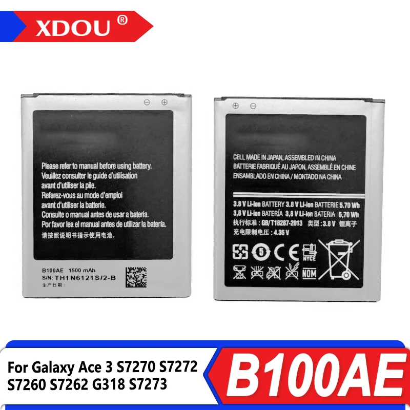 Brand New B100AE 1500mAh  Battery For Samsung Galaxy Ace 3 S7270 S7272 S7260 S7262 G318 S7273 Mobile Phone Battery