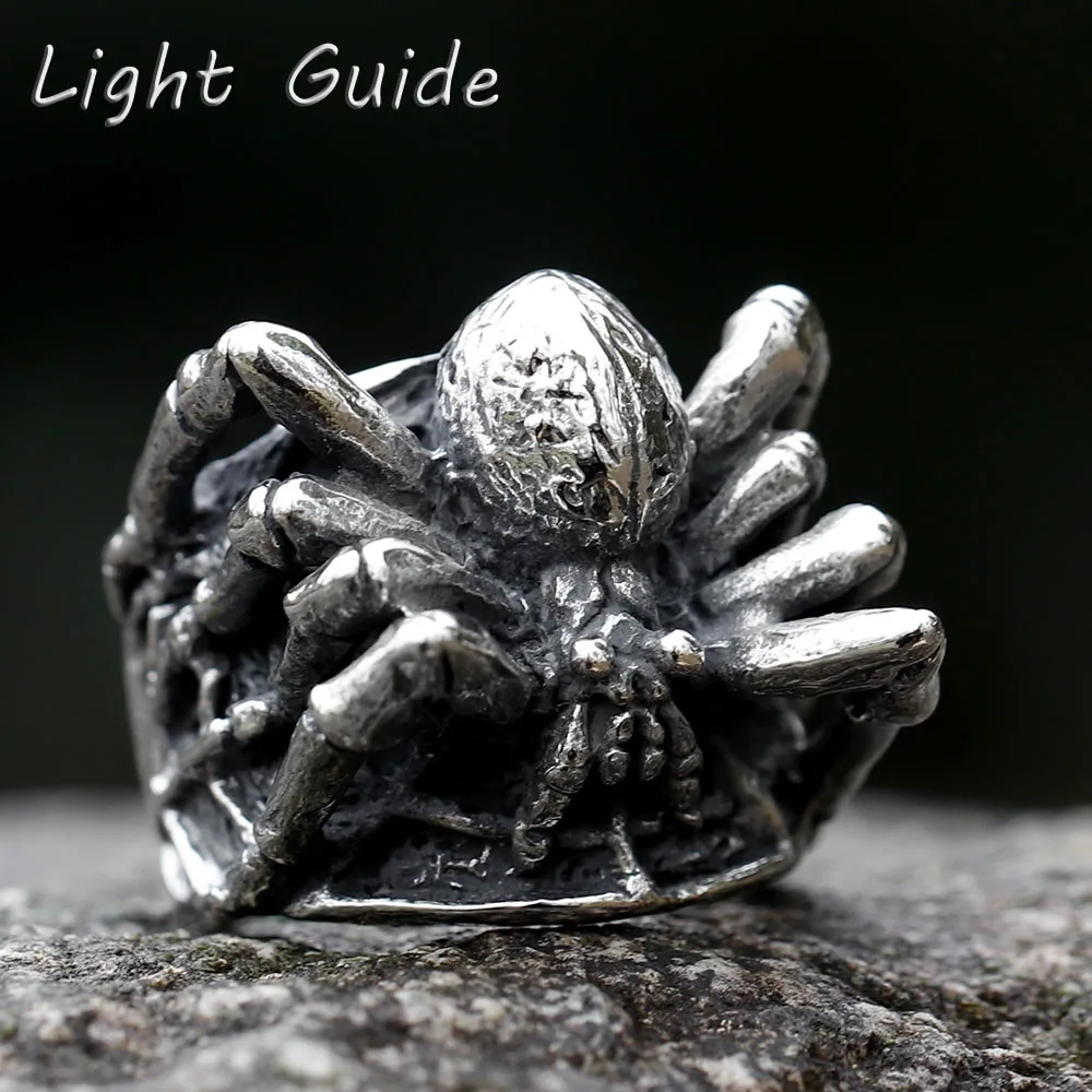 NEW Men's 316L stainless steel ring biker Retro spider Ring For Men fashion Chic Fancy Halloween animal Jewelry free shipping