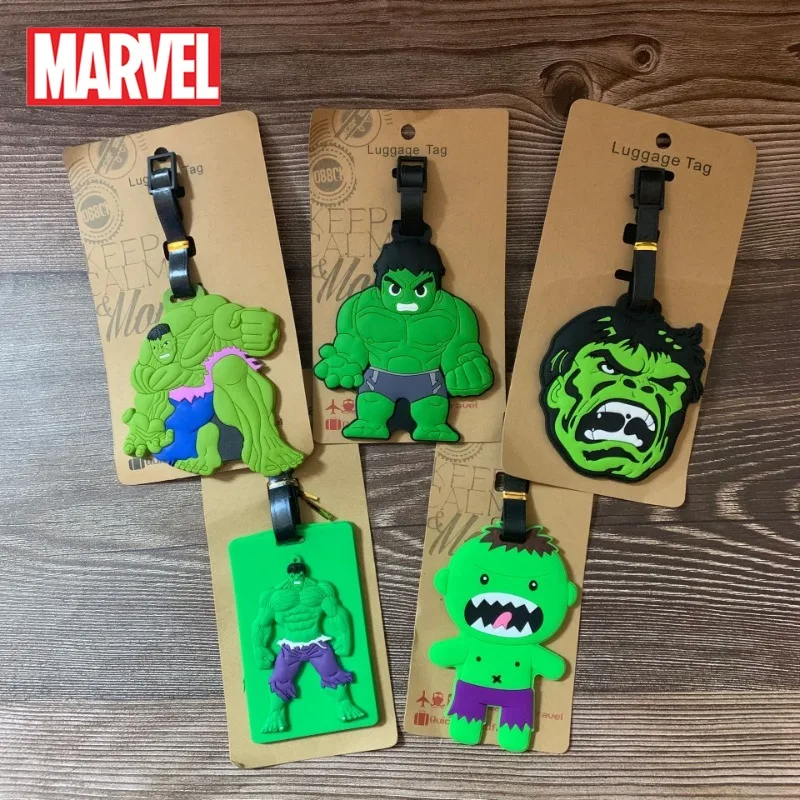 

Marvel Hulk Luggage Tag Avengers Superheroes Cartoon Kawaii Suitcase Tag PVC Baggage Holder Travel Accessories Label Bag Pendant