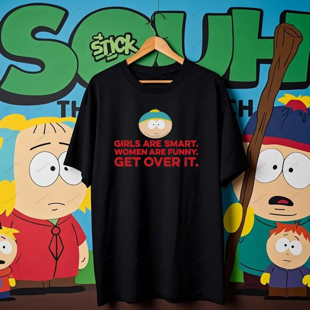 Camisetas para hombre Souths Parks Cartman Screw You Guys, pantalón corto informal de manga corta con cuello redondo, camisetas divertidas de cómic de dibujos animados de algodón puro