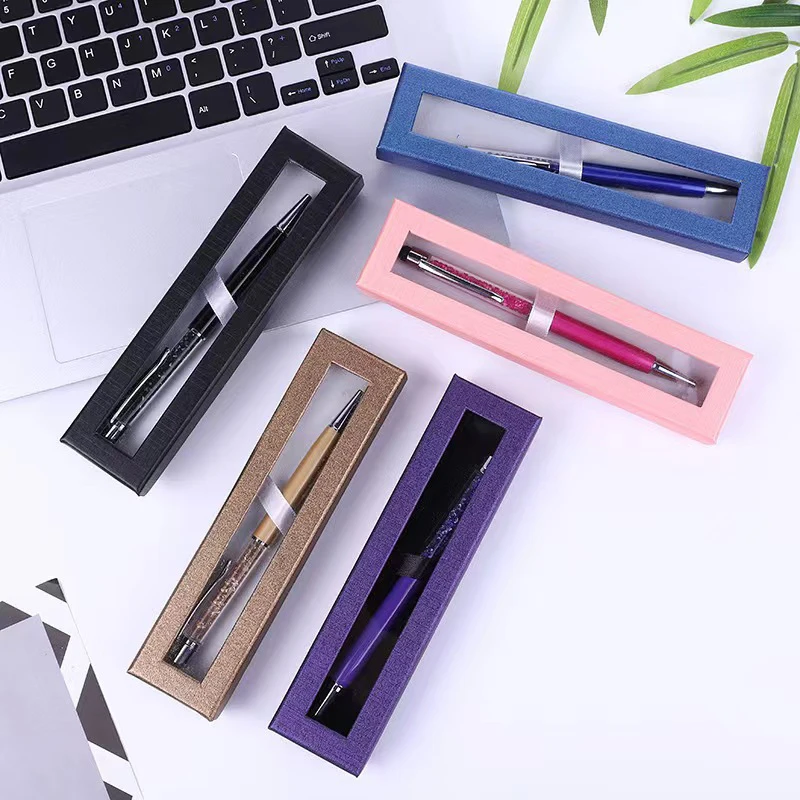 Signing Pen Diamond On Top Crystal Pen With Pencil Case Student Crystals Ballpoint Pen School Office Stationery Men's Gifts