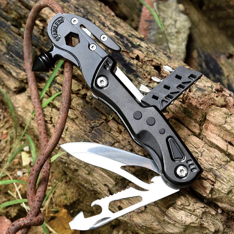 

Multi Functional Safety Hammer with Light Emergency Rescue Survival Hammer Outdoor Camping EDC Combination Tool