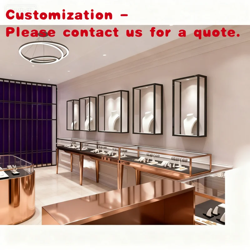 

custom.2026 Modern LED Lighting Marble Jewellery Counter Top Display Metal Glass Cabinet Jewelry Store Display Showcase Wall