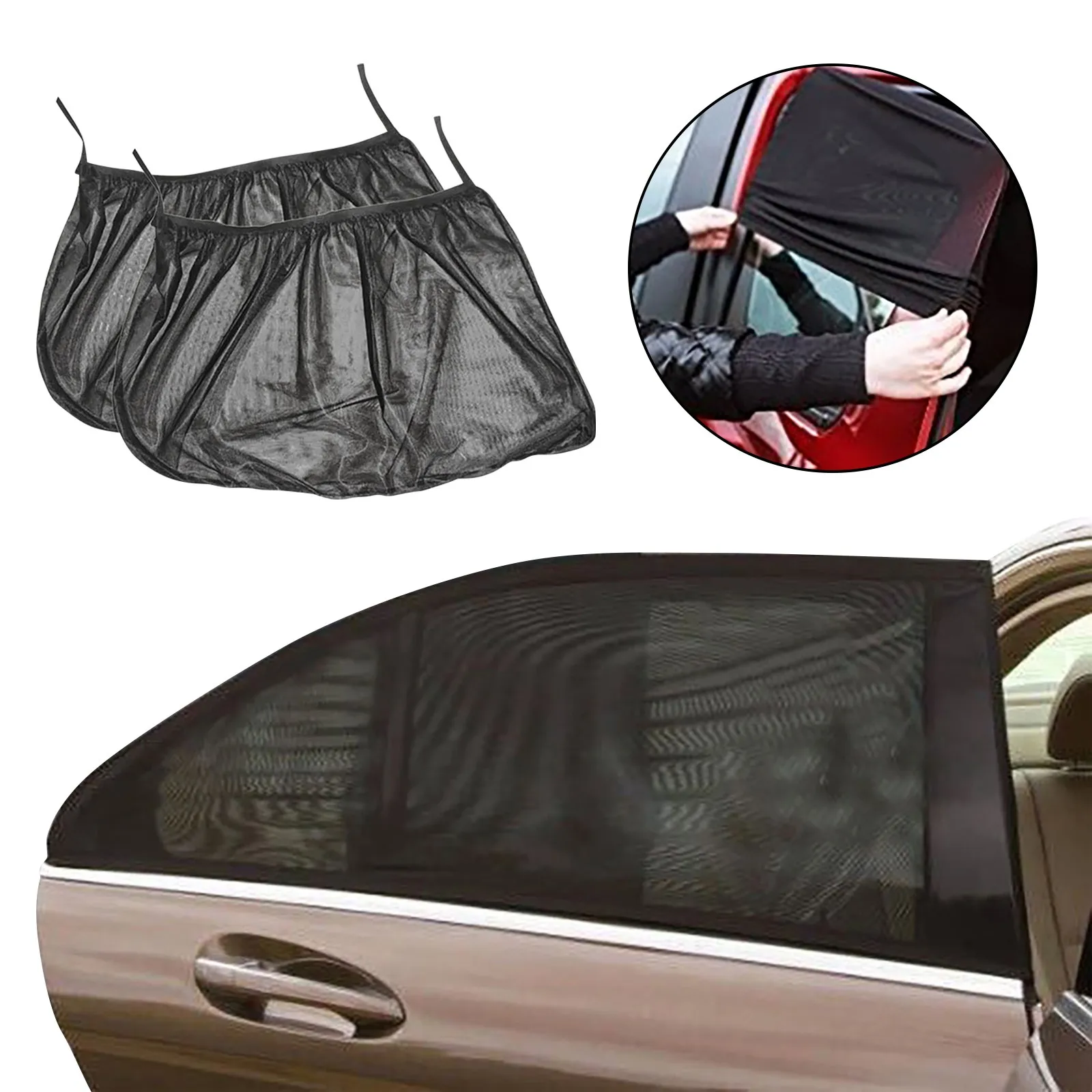 2pcs Car Sunshade Curtains Side Window Shades Car Curtains Protection Repellent Mosquito Mesh Net Sunshade Uv Sun Visor