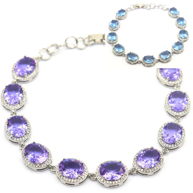 Buy 8 Get 1 Free 13x11mm 17g Color Changing Zultanite Color Alexandrite Topaz White CZ Women Silver Bracelet 7.0-9.0inch