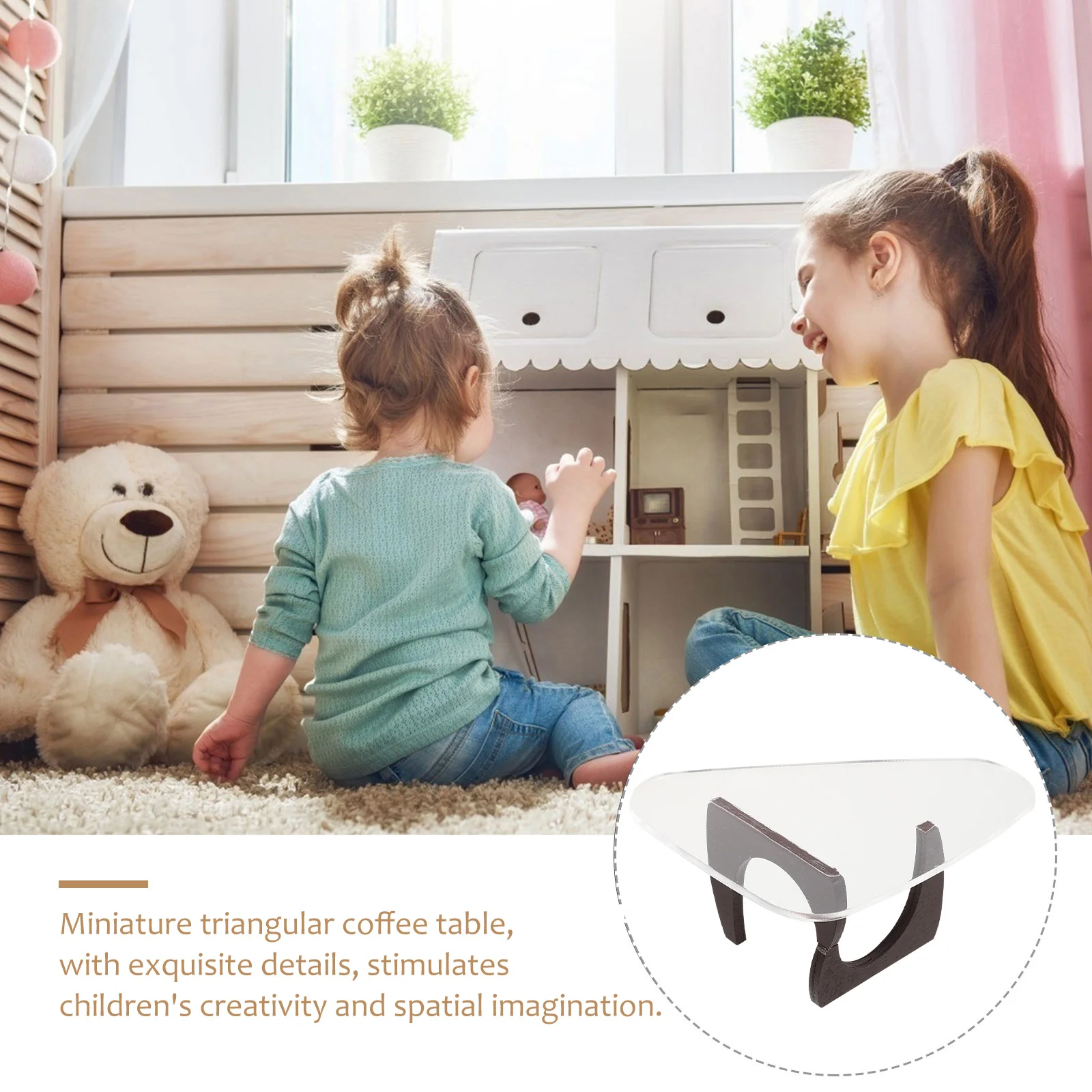 2 szt. Mini Stolik do Herbaty Trójkątny Realistyczny Mebel Miniaturowy do Domku dla Lalek Dekoracja Sceny Mebli Miniaturowych