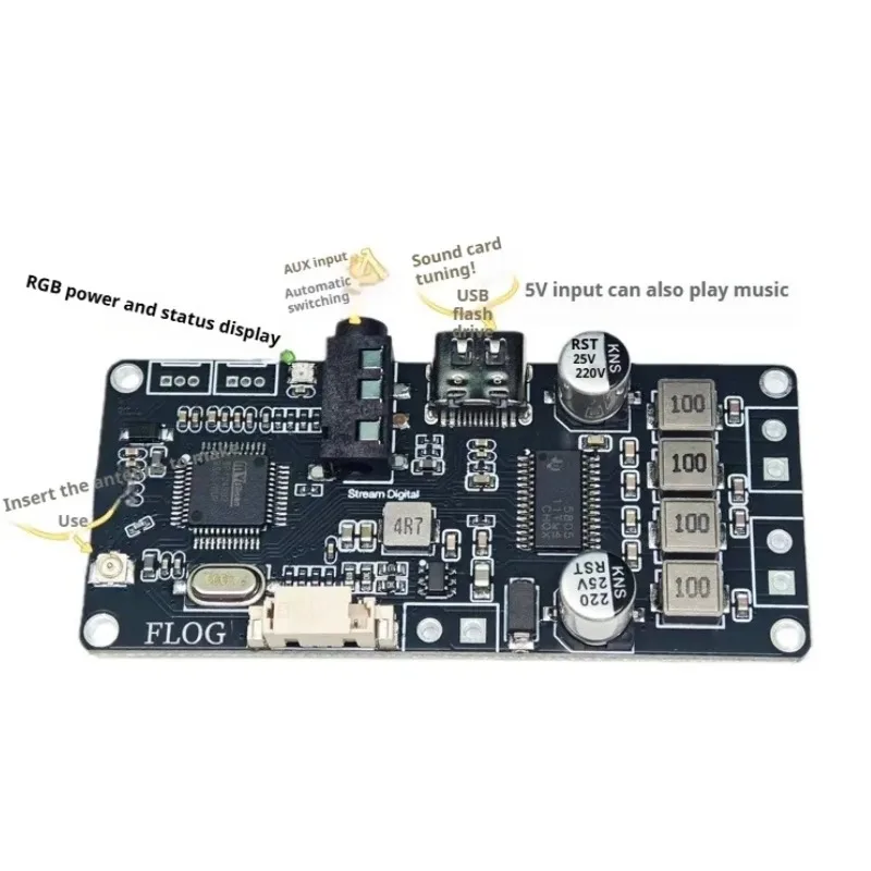 TAS5805 DSP Bluetooth 2.0 audio amplifier board, I2S digital signal processor, 60W high resolution sound for DIY speakers
