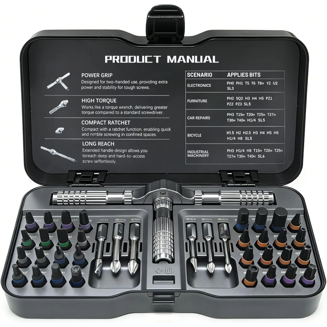 

Набор магнитных отверток 40-в-1 с битами Torx и Hex для ремонта электроники, сборки мебели и домашних DIY-проектов