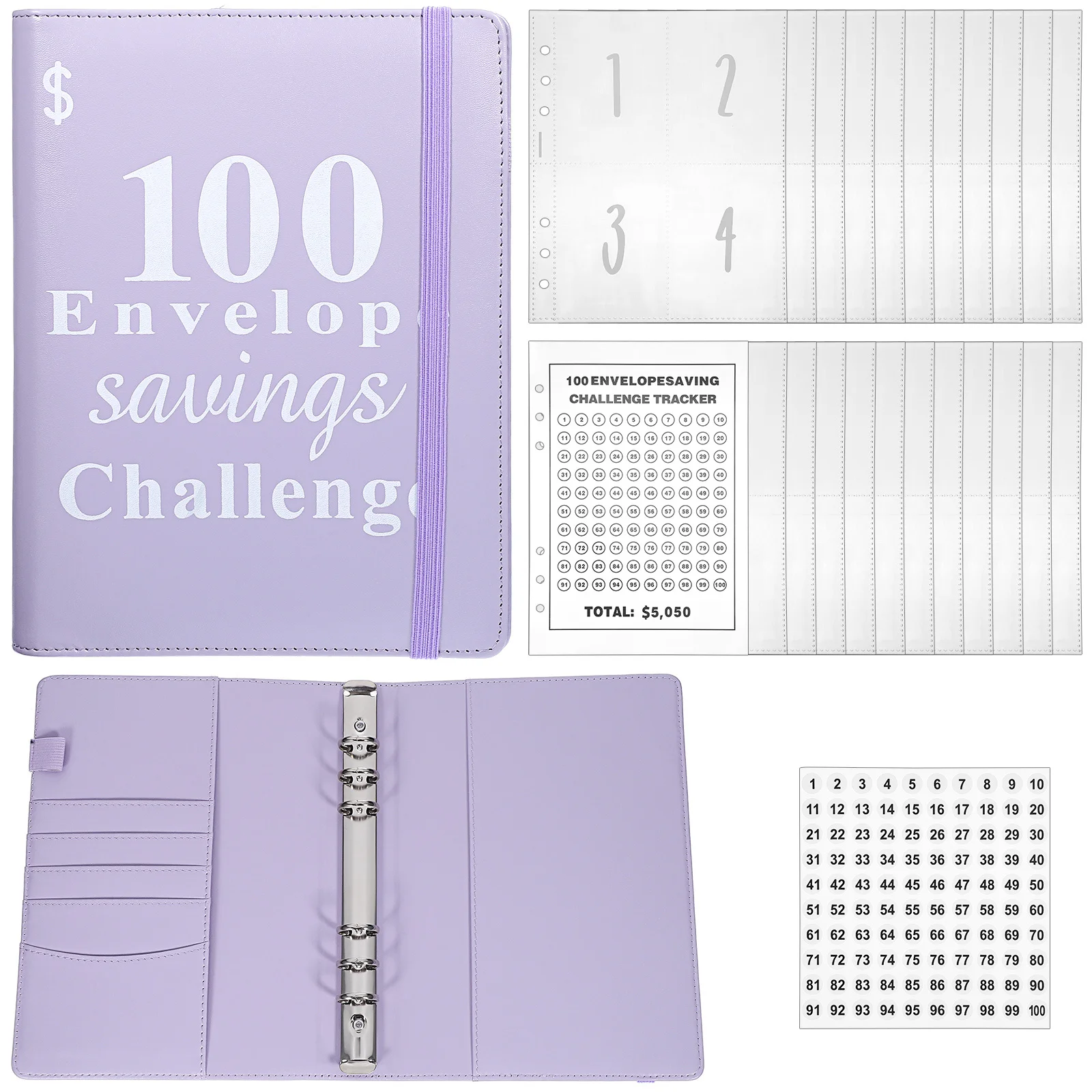 

Money Savings Binder Saving Challenge Book 100 Envelopes Budget Binder Cash Organizer Financial Planner Tracker