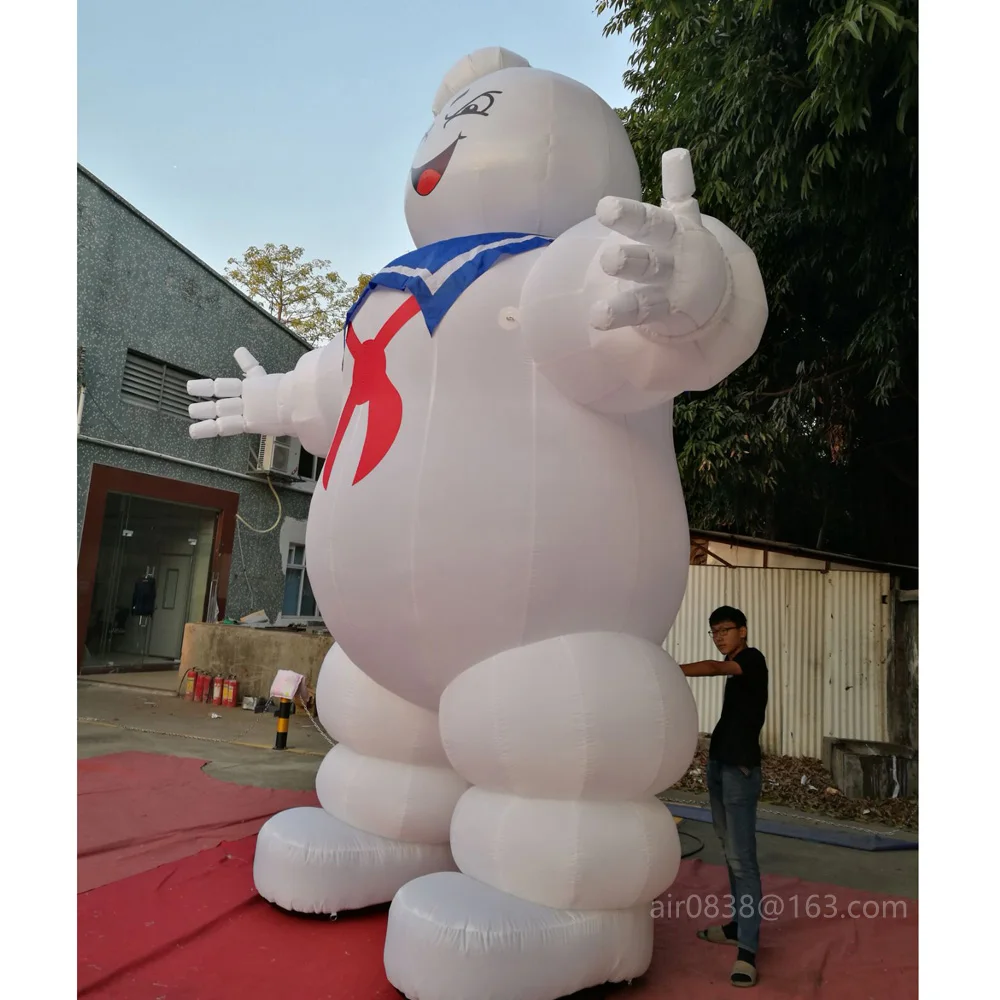 High Quality Giant Inflatable Stay Puft Marshmallow Man With LED Lights & Banners For Halloween Decoration Outdoor Advertising