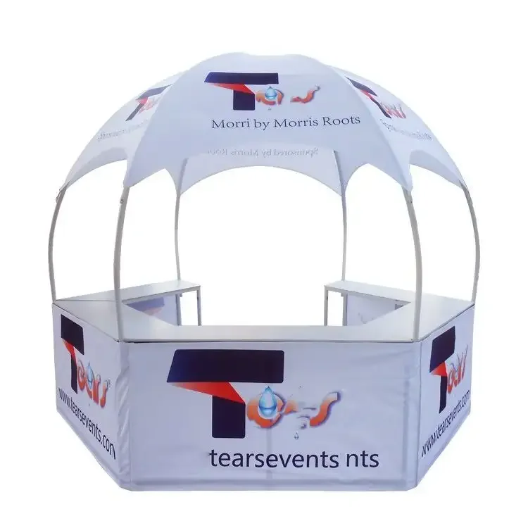 

Outdoor Folding Dome Trade Show Advertising Tent Waterproof Portable Hexagonal Dome Gazebo With Tables