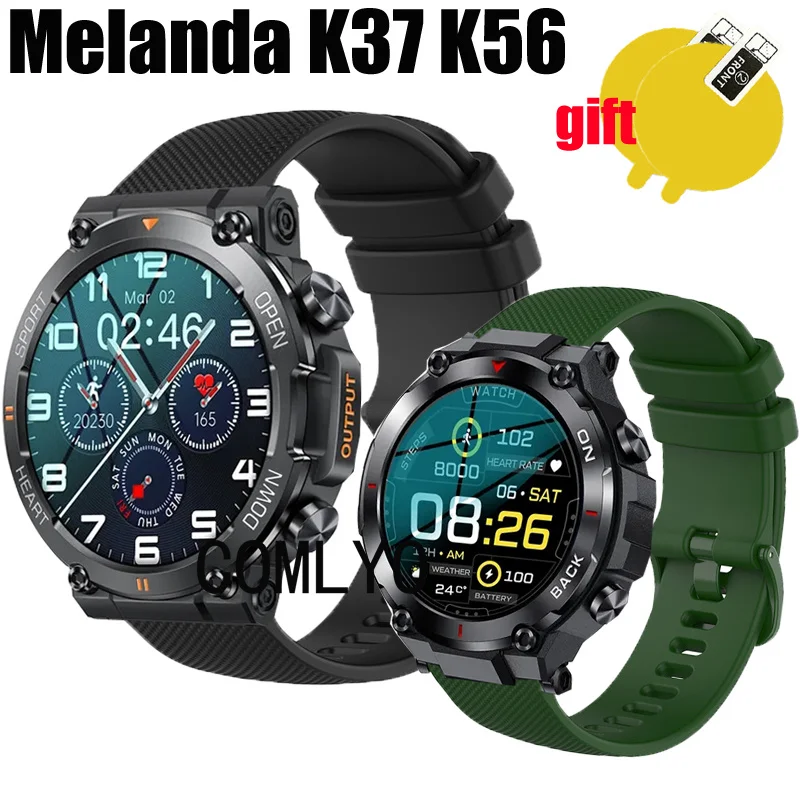 For MELANDA K56 K37 Strap Soft Silicone Belt Smart Watch Watchband Screen Protector Film Accessories