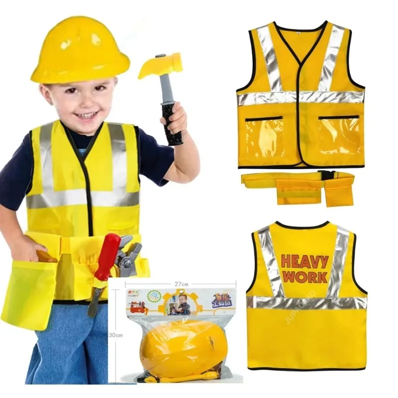 2024 Construction Worker Costume Kit For Kids Role Play Toy Set Career Costumes Heavy worker cosplay