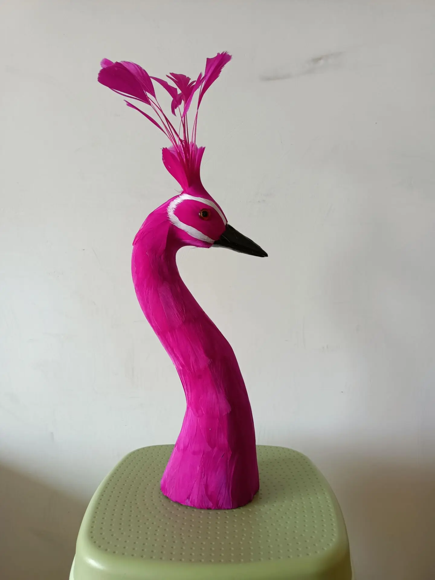 

beautiful simulation foam and feather hot pink peacock head model gift about 38cm a0011