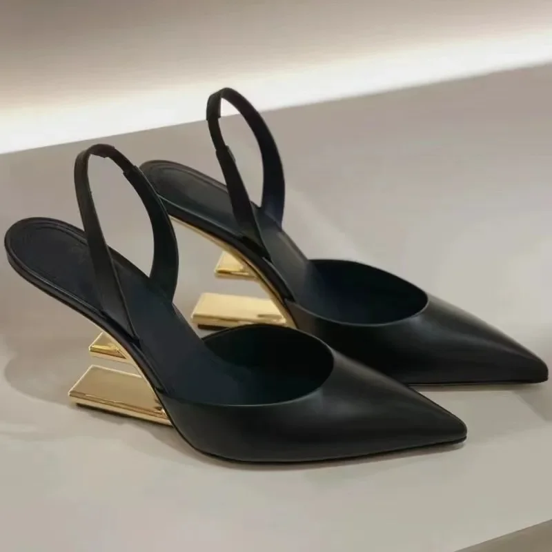 Pointed Toe รองเท้าผู้หญิง 2024 ฤดูร้อนล่าสุดผู้หญิง Designer รองเท้าแตะแฟชั่น Slingback รองเท้าแตะ Sandalias De Mujer