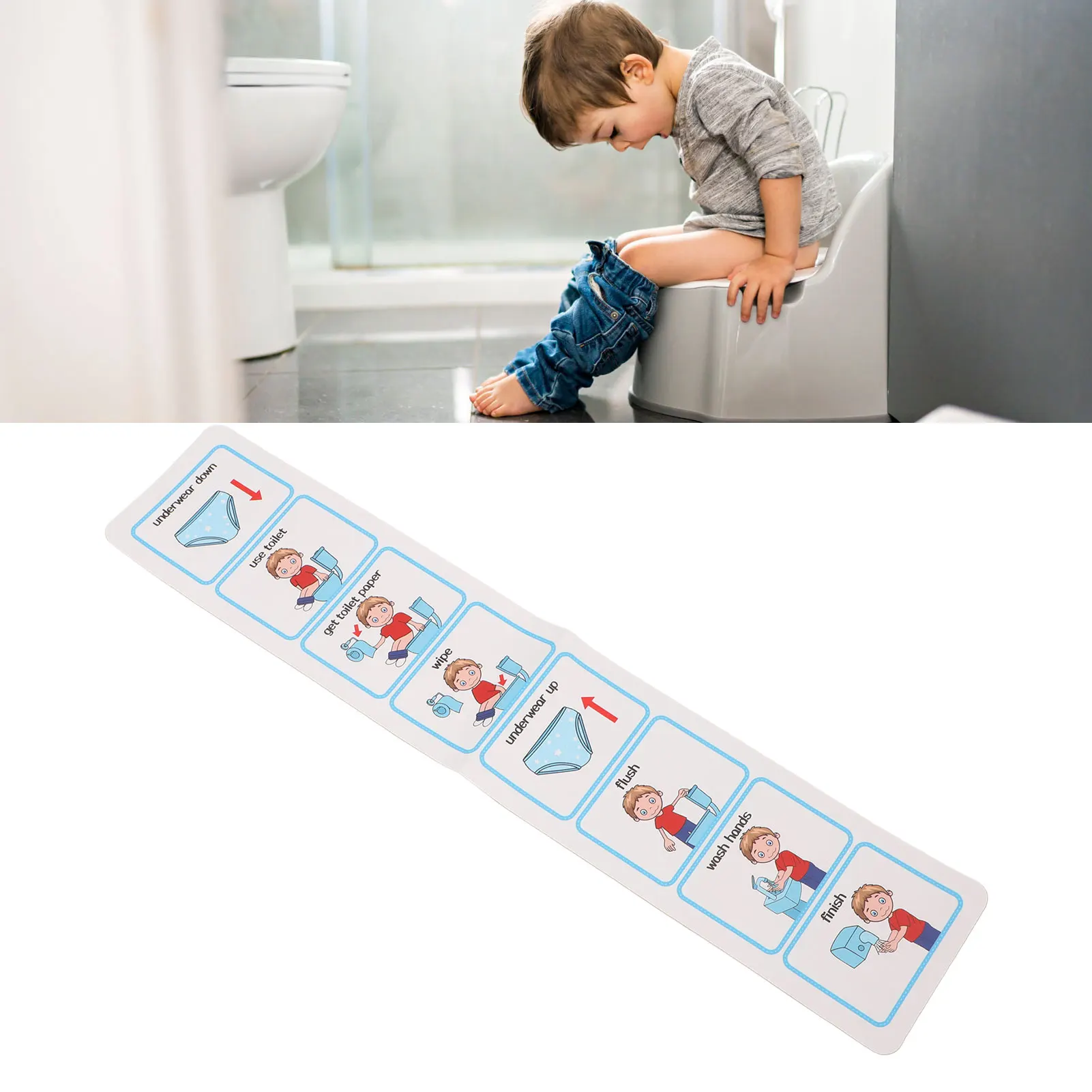 Potty Training Visual Schedule Special Educational PVC Independent Living Skills Waterproof Girls Potty Chart Schedule for ASD