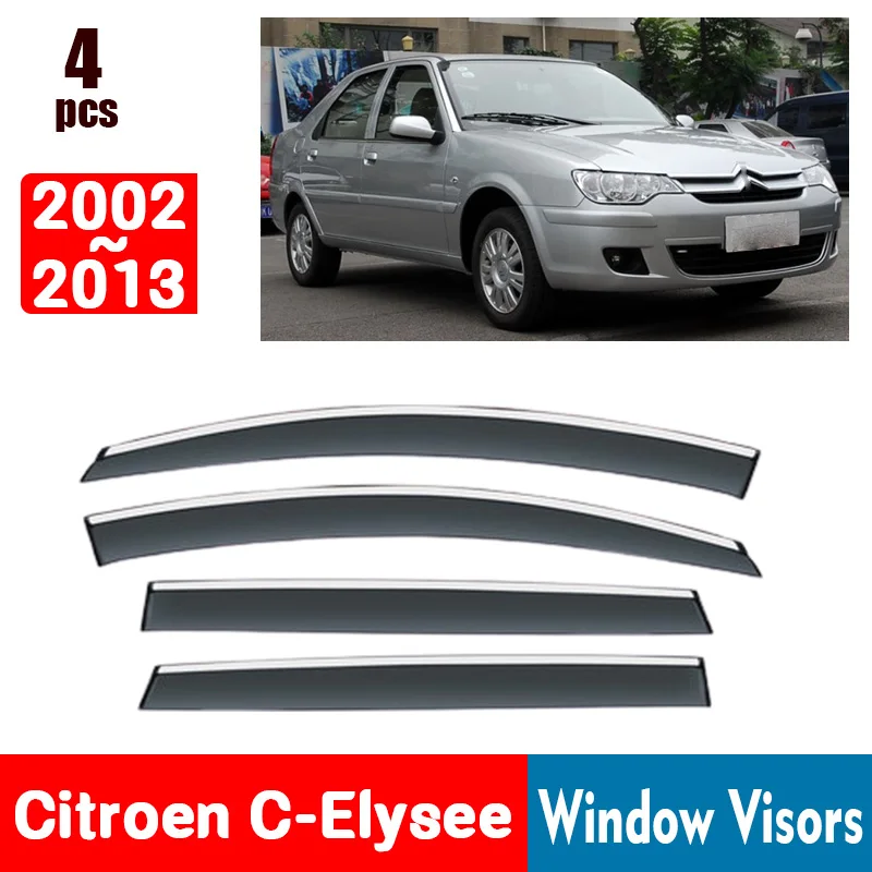 

FOR Citroen C-Elysee 2002-2013 Window Visors Rain Guard Windows Rain Cover Deflector Awning Shield Vent Guard Shade Cover Trim