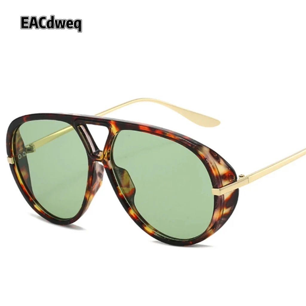 Image of Beliebte Mode-Sonnenbrille mit Doppelbrücke für Damen, Übergroße Retro-Pilotenbrille in Bonbonfarben mit Farbverlauf, UV400-Schutz, Punk-Sonnenbrille für Herren