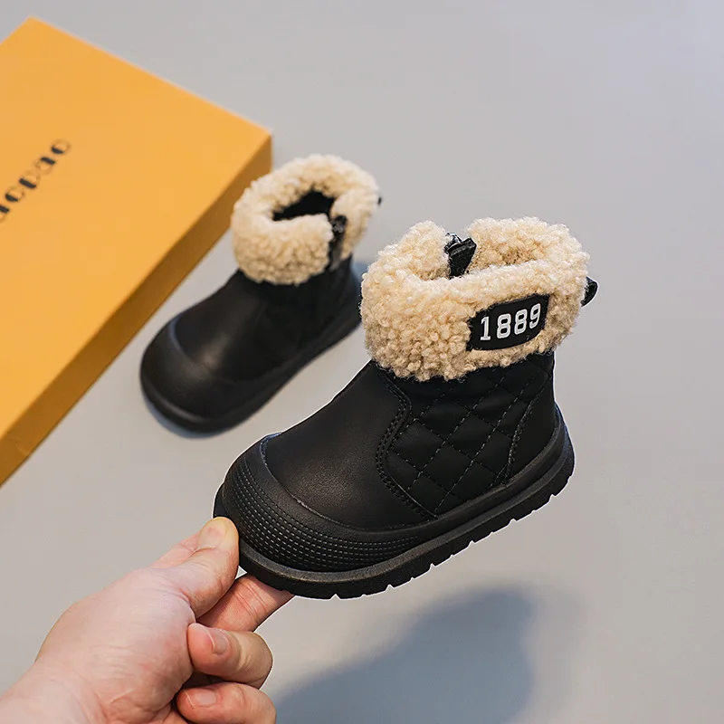 Snow Boots Winter Plush Warm Cotton Shoe Soft Soled Baby Walking Shoes Anti Slip Breathable Children Cotton Shoe Girl Boot