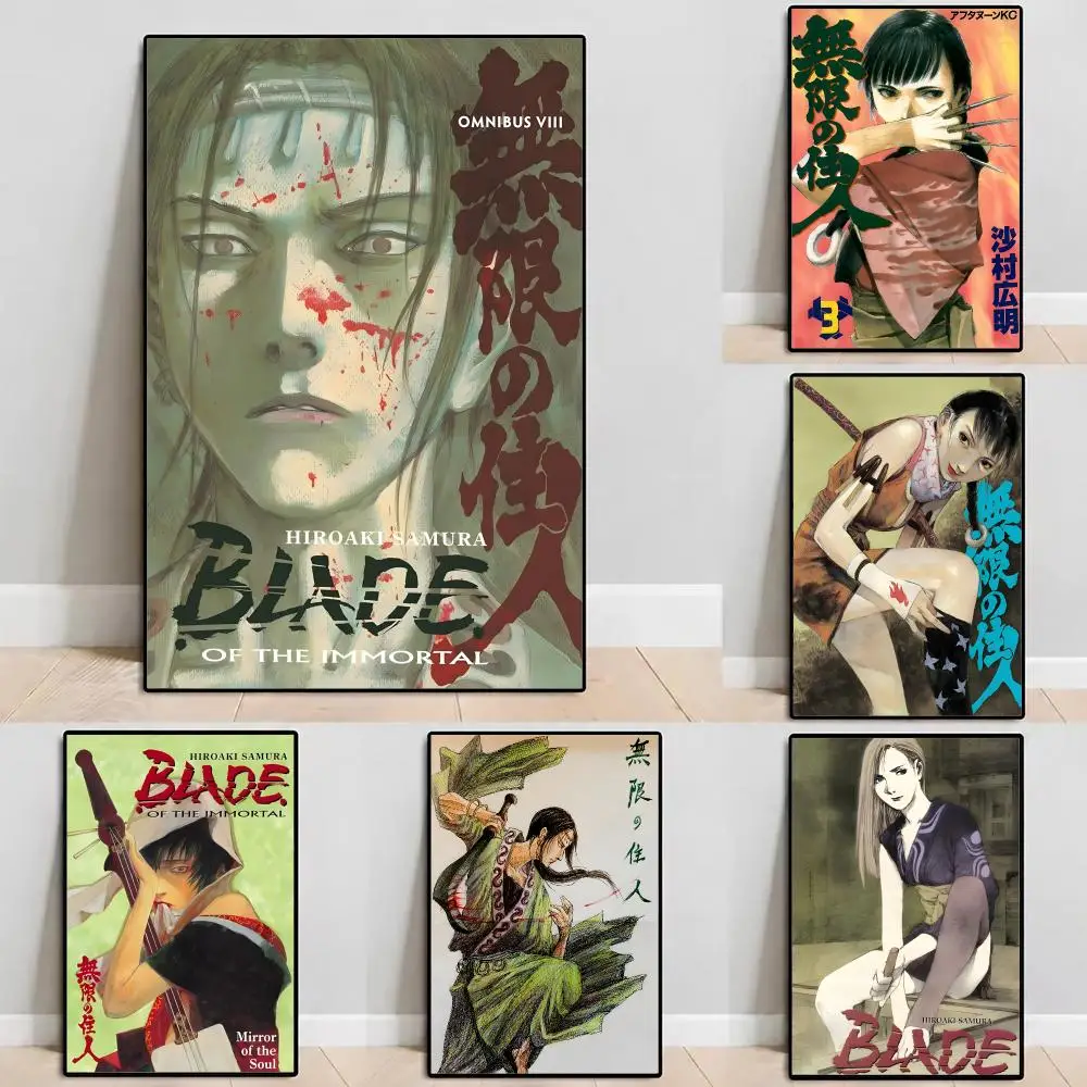 Anime Blade of the Immortal Poster Self‑Adhesive Waterproof PP Poster Coffee House Bar Wall Art Sticker Room Home Decor