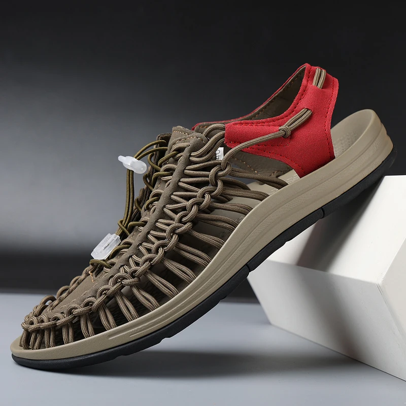 

Outdoor Men Sandals Summer Slippers Man Garden Clogs Male Woven Shoes for Summer Gig Size US14