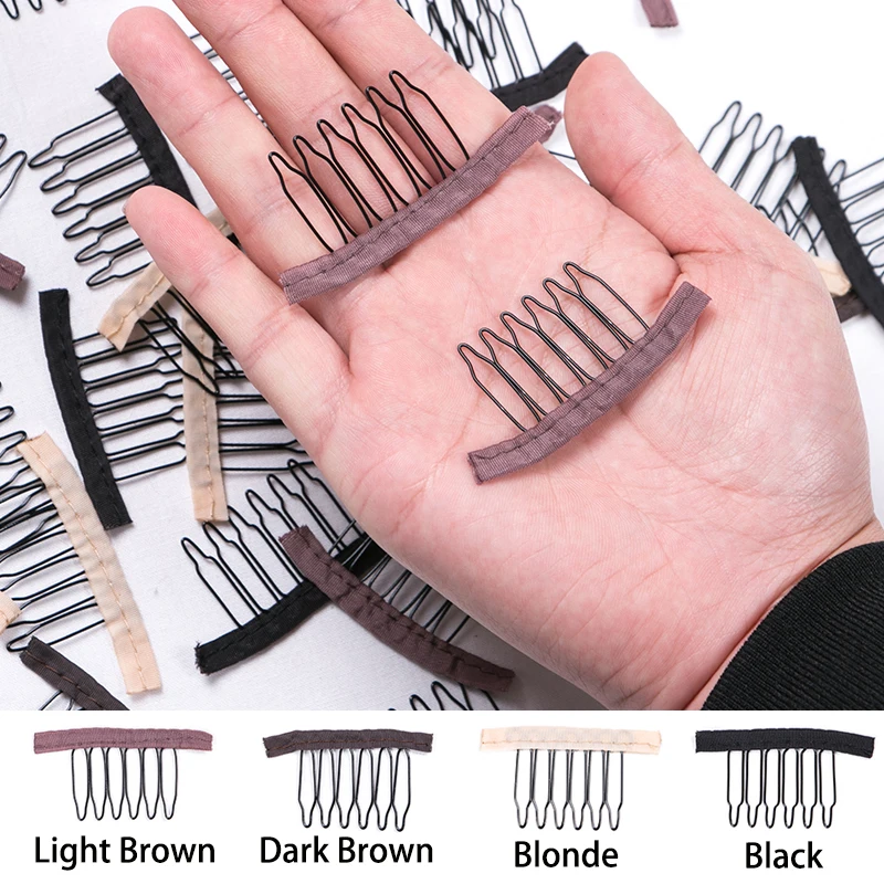 12 Stuks Pruik Kammen Voor Het Maken Van Pruik Caps 6 Tanden Pruik Clips Stalen Tanden Met Doek Pruik Kammen Voor Haarstuk Caps Pruik Accessoires Tools