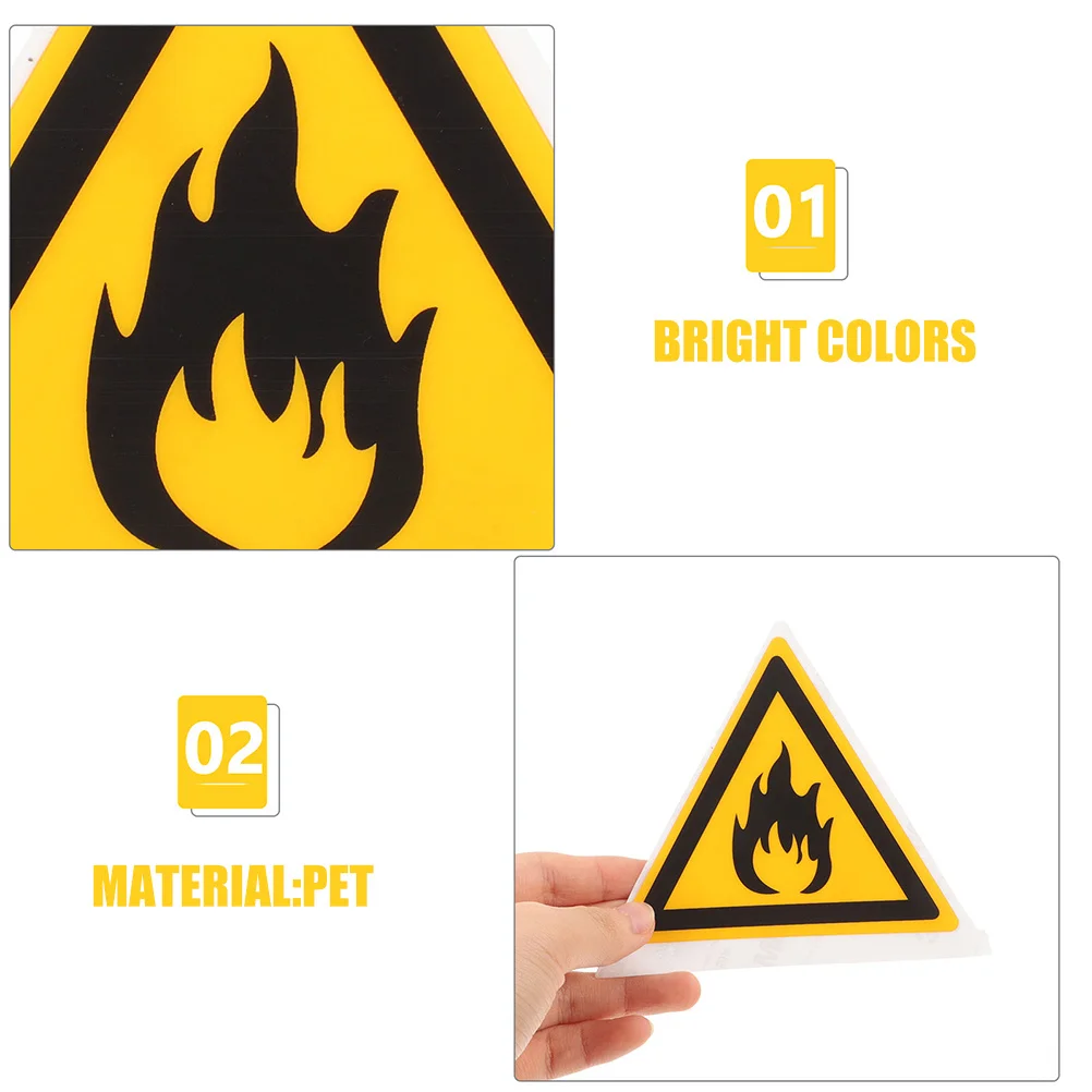 2pcs Hazard Signs Pet Durable Warning Labels For Outdoor Fire Safety Traffic Security Stickers