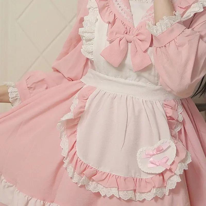 

Soft Lolita Girl Dress Sweet Pink JK Uniform Women's Plus Size Party Sailor Cosplay Halloween Long Sleeved Girl Costume