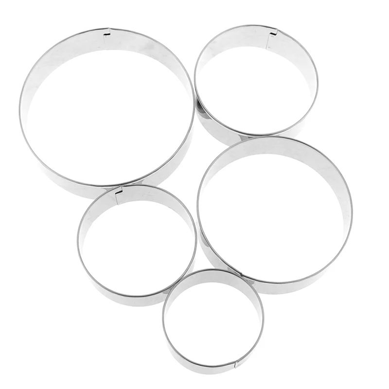 5 Set Round Circle Stainless Steel Cookie Cutter Biscuit DIY Baking Pastry Mold