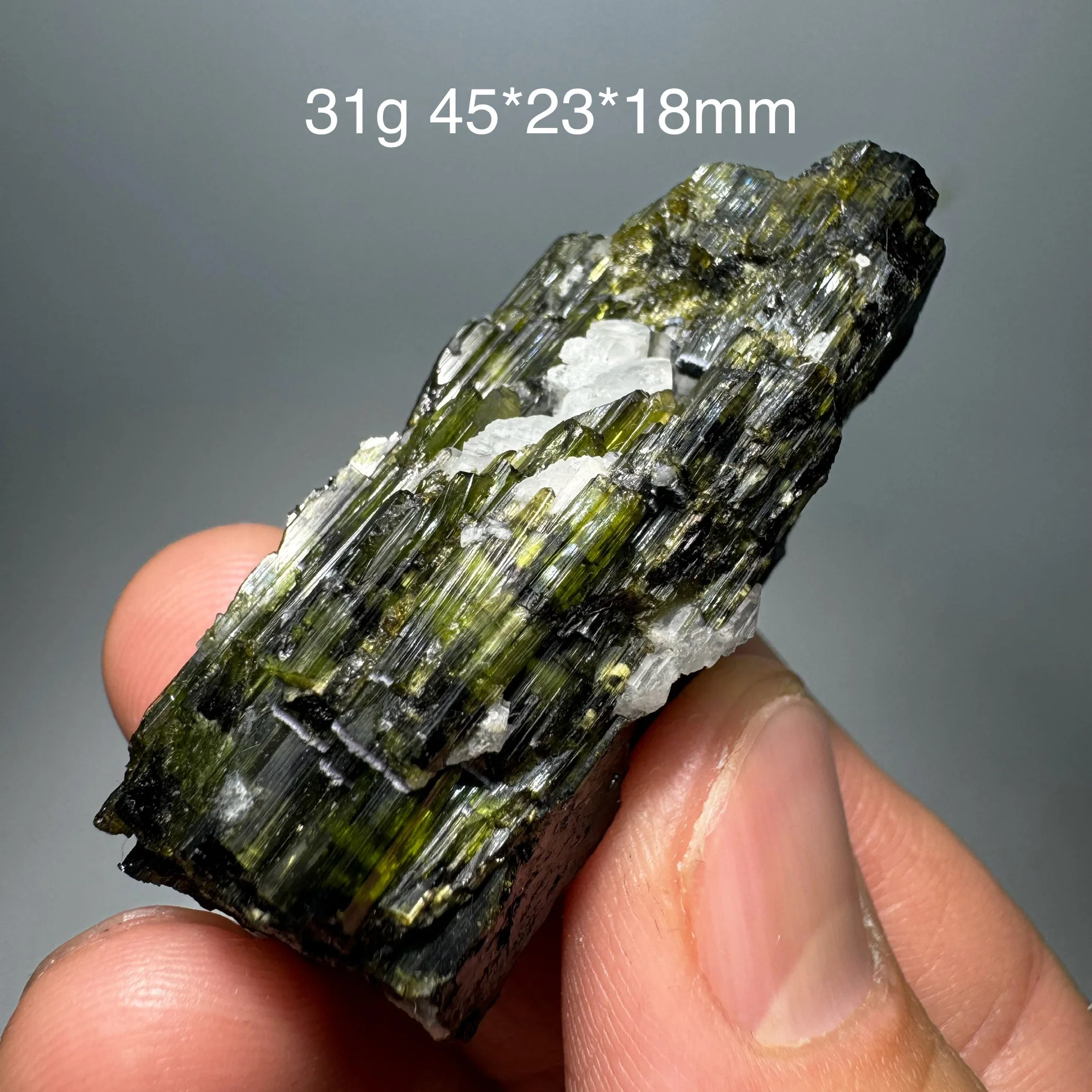 31g Natural Madagascar Green Tourmaline Mineral Specimen Crystal Reiki Healing Stone Home Desk Decor