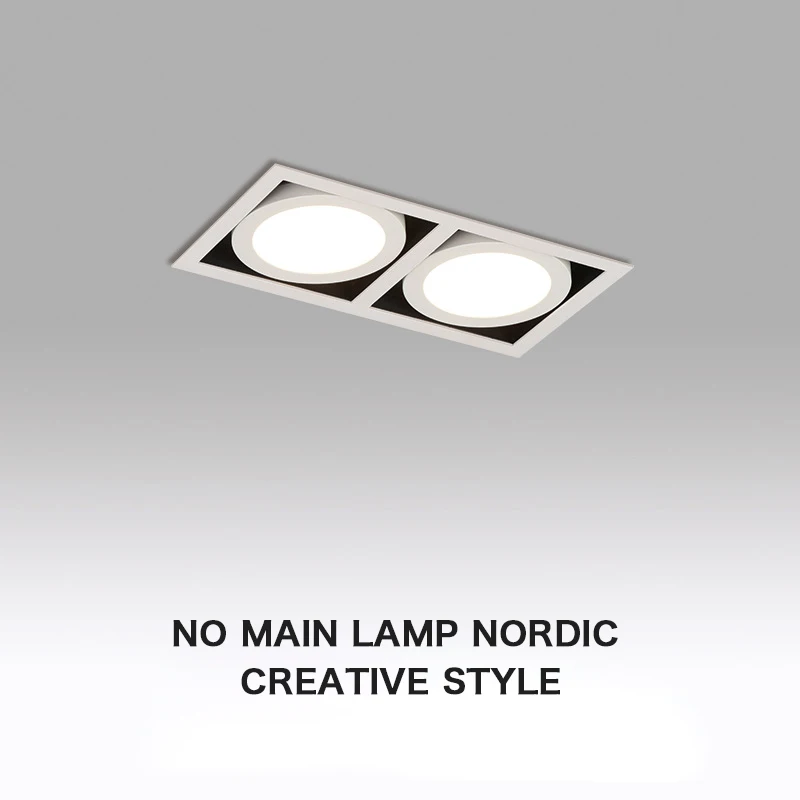 Double Heads Led Downlight LED Rectangular Ceiling Lamp Floodlight Room Embedded 7W 12W 14W 24W Dimmable Lighting Grille Lamp