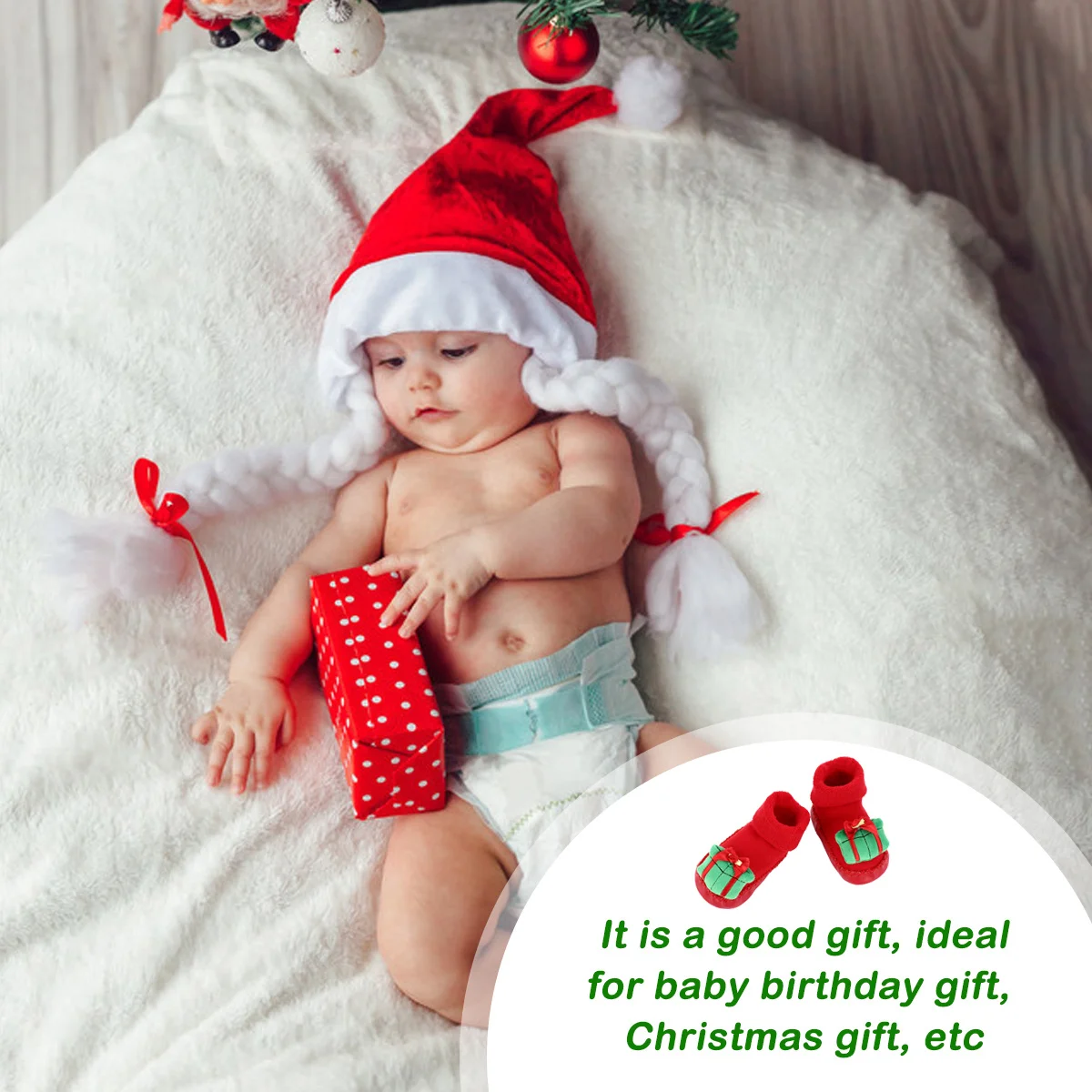 

1Pair Christmas Baby Socks Non-Slip Soft Sole Comfortable Floor Socks for Walking Kids Cartoon Design Toddler Birthday Gift