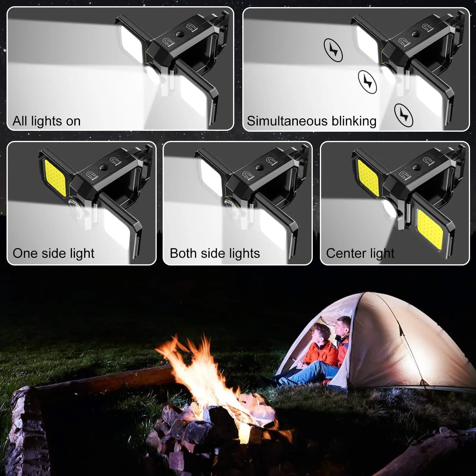 Mini LED COB Keychain Work Light Foldable Powerful USB Rechargeable Flashlight Torch Lantern for Outdoor Camping Fishing Hiking