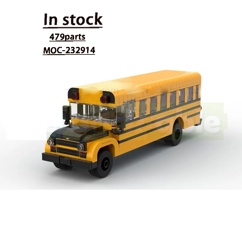 

MOC-232914 City Transport Bus and School Bus Building Block Model, 479 Pieces, Boys' Children's Birthday Building Block Toy Gift