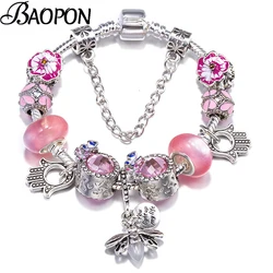 Romantic Butterfly Flower Charm Bracelet For Women With Luminous Firefly Charms Beads Pendants High-Quality Jewelry Dropshipping