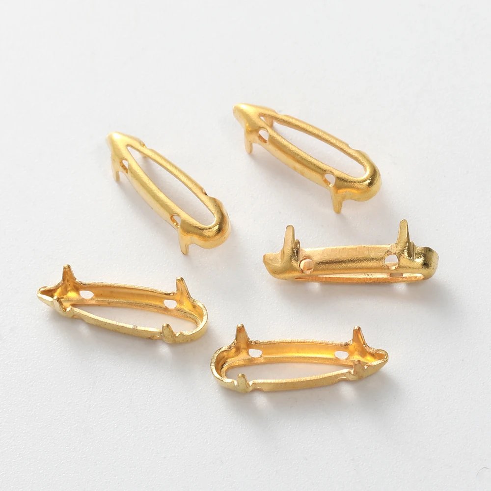 4x15mm Drop Frame For Rhinestones Sew On Stones Hollow Out Golden Claws Thicken Copper Material Sewing Claws Stones Base