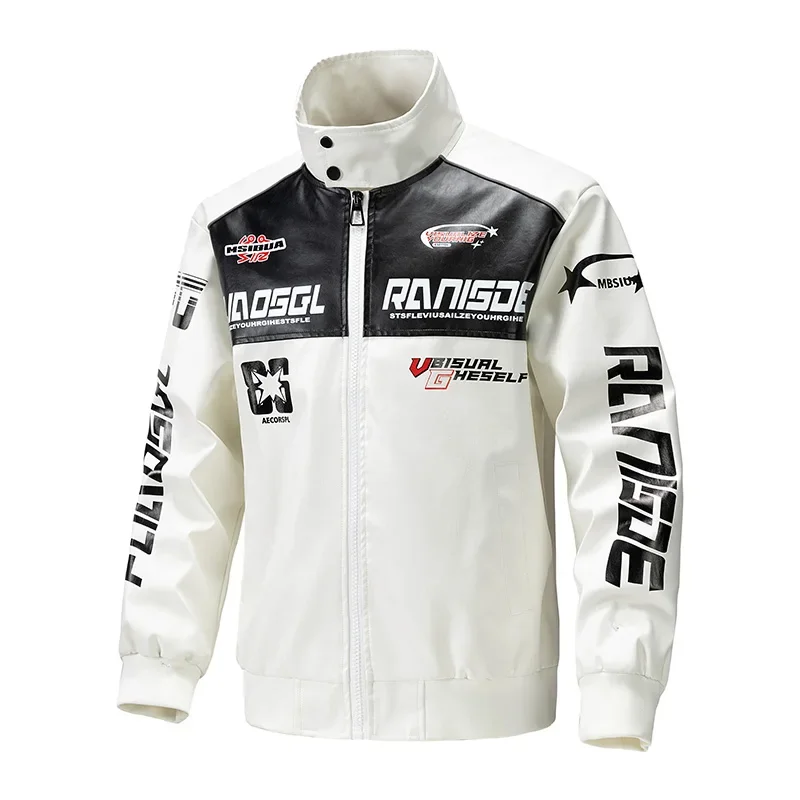 High Street Racing Motorcoss Jacket Men Motorbike Clothing Waterproof PU Leather Jacket 2024 Fashion Jackets Men Motorcycle Wear