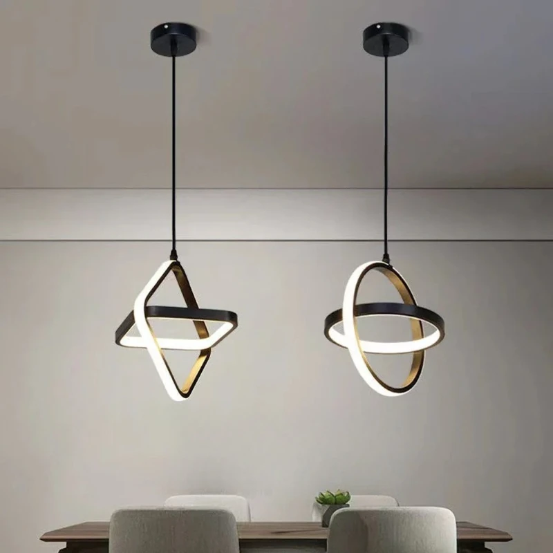 Modern LED Pendant Light Black White Hanging Light for Dining Room Bedroom Bedside Dining Table Kitchen Island - view 2