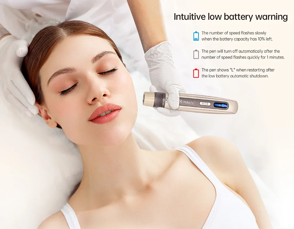 H5 Hydra Pen Derma Microneedle Pen 4-Pole EMS Microcurrent Mesotherapy - With 30 Pcs Automatic Serum Needles Gifts
