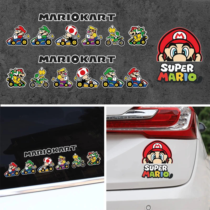 Super Mario Bros Luigi Cartoon Car Stickers Fashion Creative Decals Rear Windshield Trunk Stickers Decal Decoration Accessories