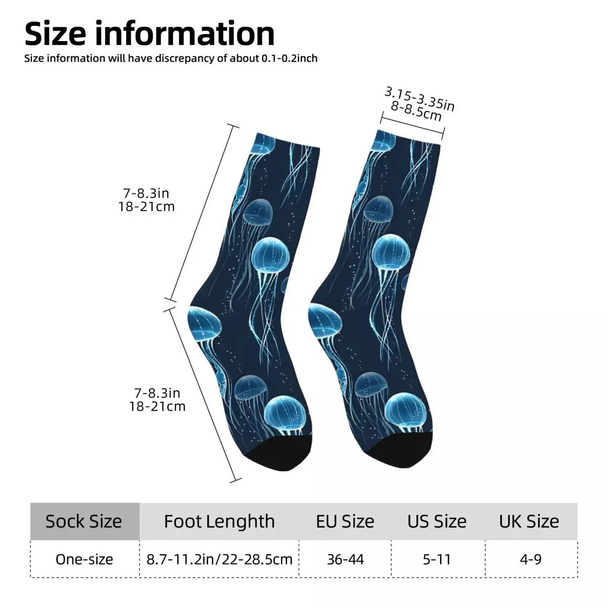 Retro Glowing Jellyfish Men's Socks Jellyfish Unisex Harajuku Pattern Printed Crazy Crew Sock Gift