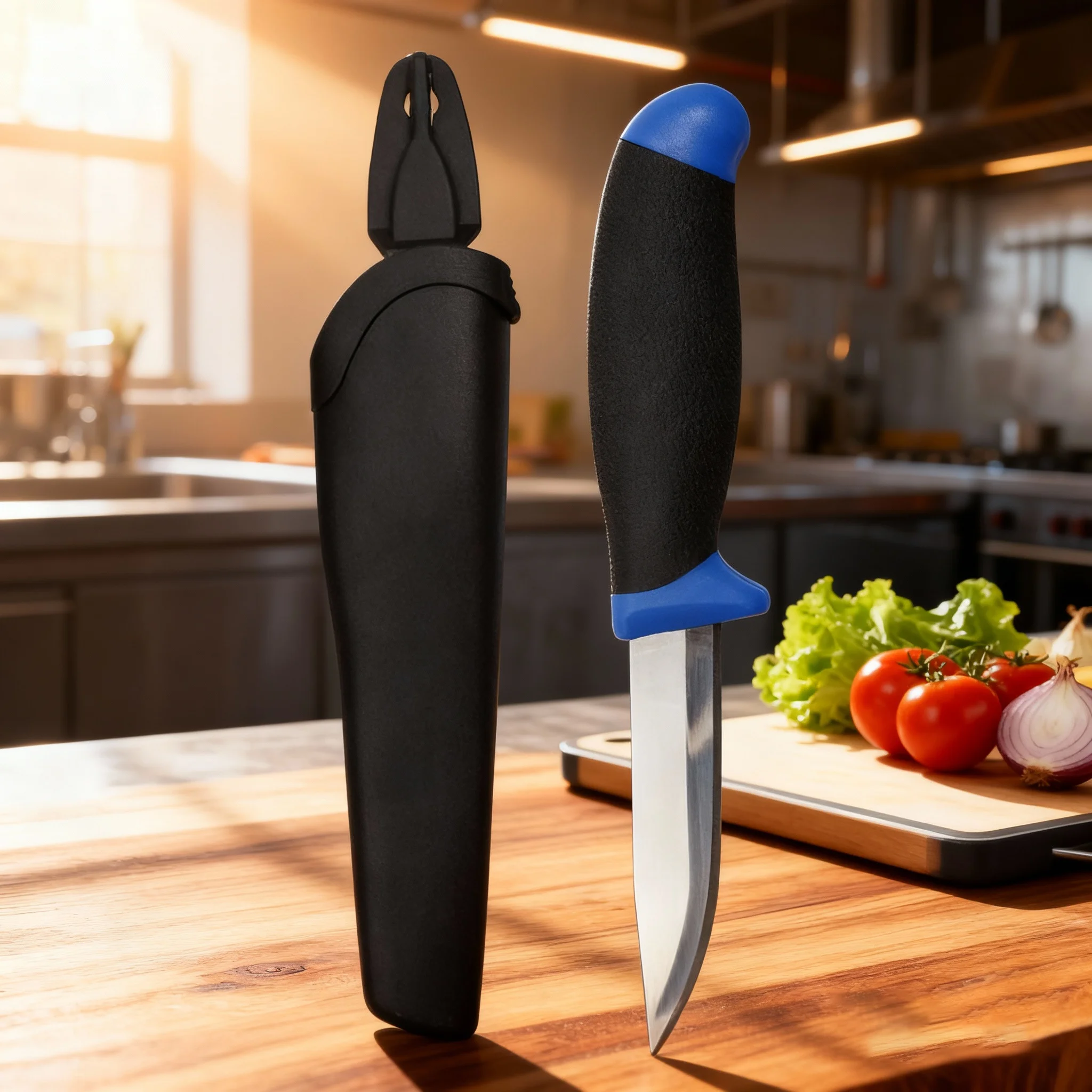 

Professional stainless steel kitchen knife, 4-inch fish knife, fish slicing knife, rubber handle, boning knife with knife sleeve