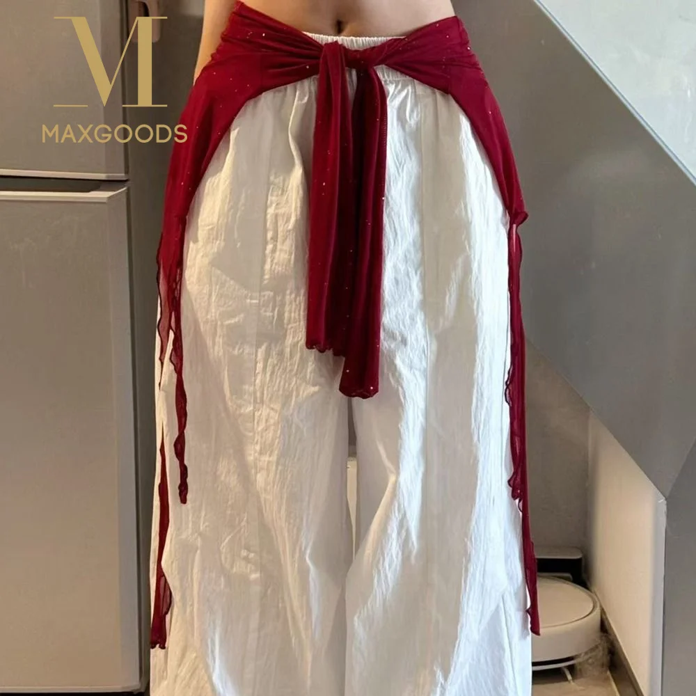 

Джинсовые брюки с декором из пайеток, танцевальный шарф для джаза, прозрачный асимметричный шарф в стиле хип-хоп, уличная одежда, пояс в стиле Харадзюку