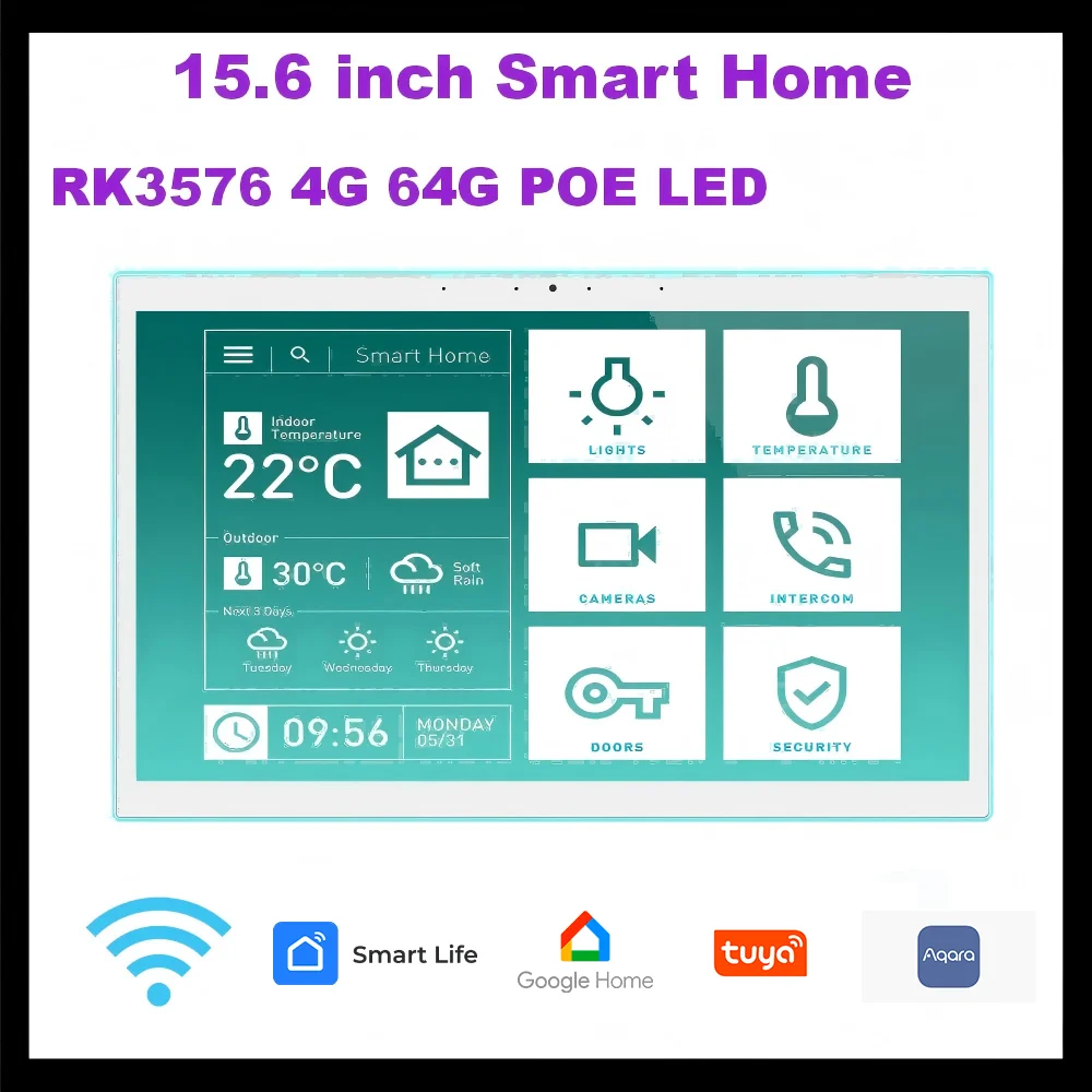 

15.6 Inch Meeting Booking Android Tablet, Wall Mounted POE Touch Screen with LED Light, Smart Control Panel