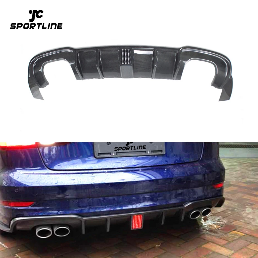 

Carbon Fiber Car Rear Diffuser with LED Light for Audi S3 A3 S-Line 8V Sedan 4-Door 2017-2019