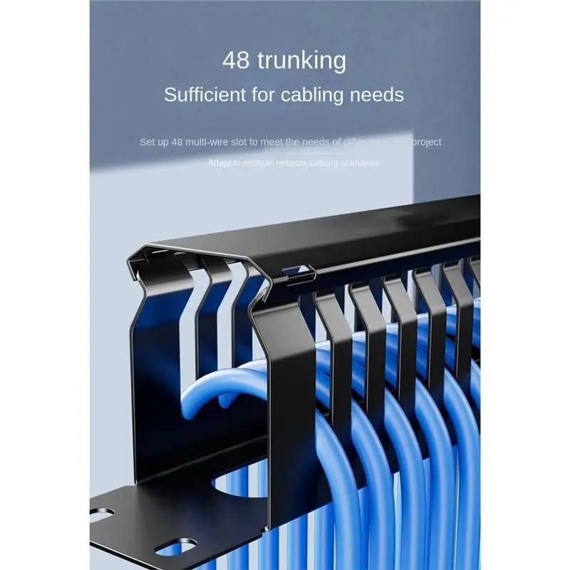 LXYB18B Finger Duct Wire Organizer 1U Network Cable Management Horizontal Vertical Mount 19 Inch Server Rack 24 Slot 48 Port