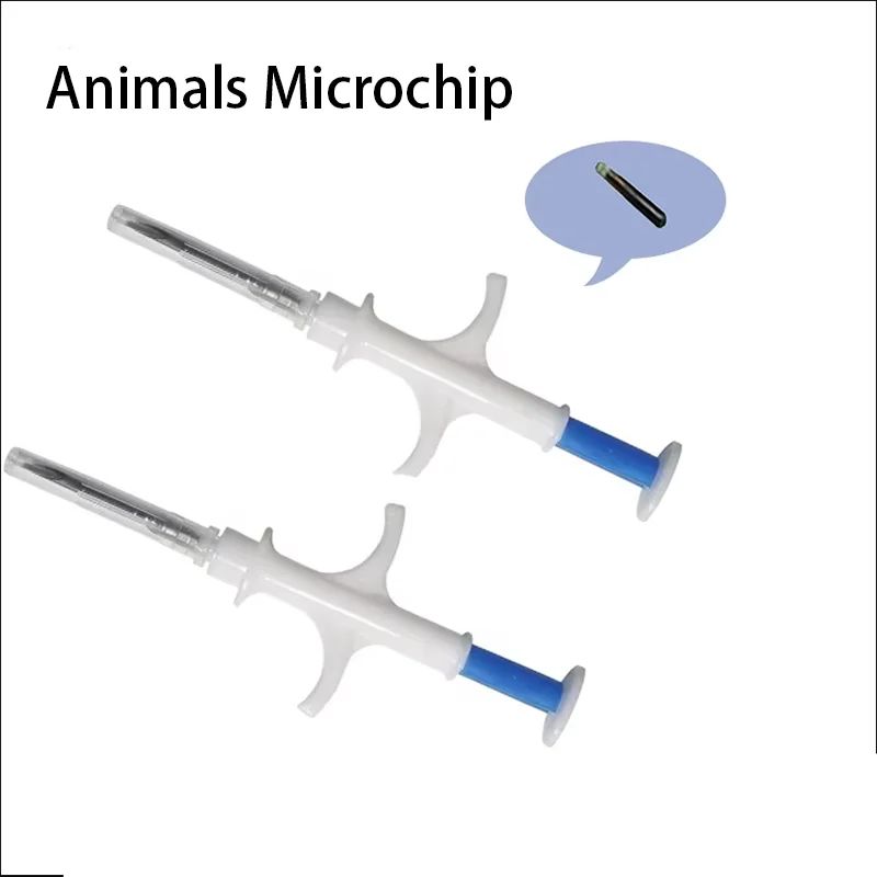 1/10pc 1.4*8mm 2.12*12mm FDX-B Microchips 134.2KHz Animal Chip Microchip Veterinary Pet Syringe RFID Injector Animal Transponder